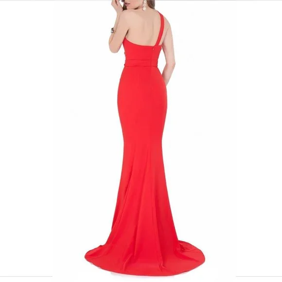 NWT Terani Couture One-Shoulder Mermaid‎ Gown Red [SZ 12 ]